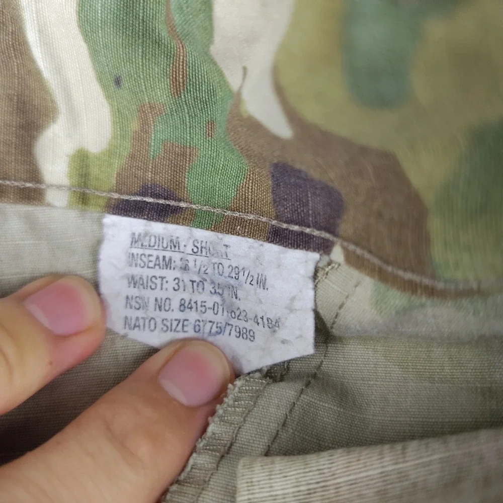 US Army Trousers  Medium Short ACU OCP Multicam Ripstop Cargo Military Pants EUC